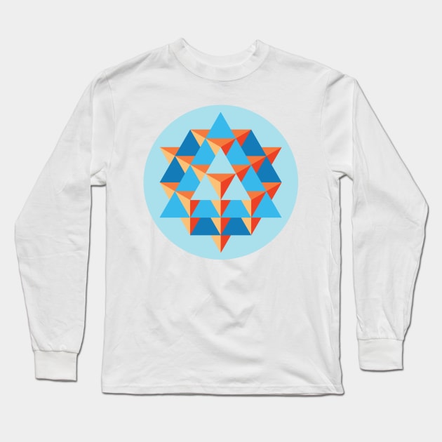 64 Tetrahedron Grid Long Sleeve T-Shirt by GalacticMantra